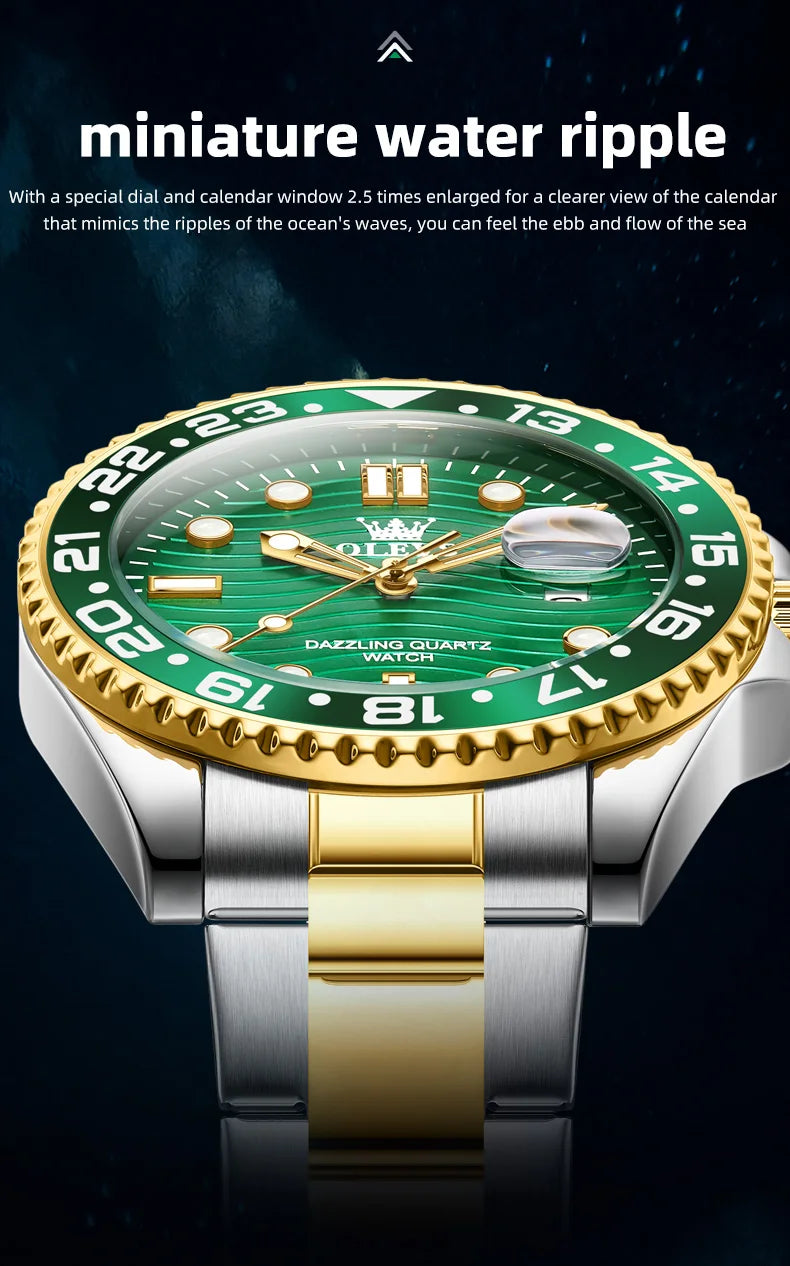 OLEVS Original Brand High Fashion Men's watch WaterproofCalendar Quartz Watch for Male Luminous Stainless Steel Authentic Watch