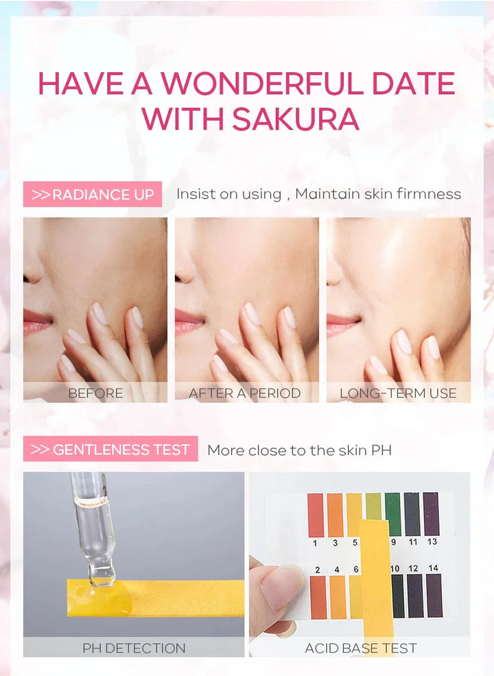 Japan Sakura Wrinkle Remover Face Serum Cream Anti-Aging Fade Fine Lines Lift Firming Vitamin C Whitening Rejuvenation Skin Care
