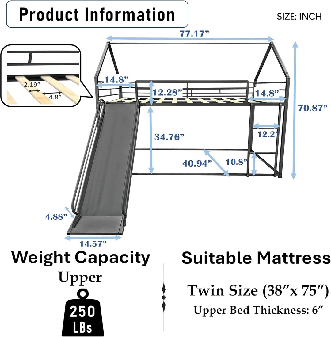 Twin Bunk Bed with Slide