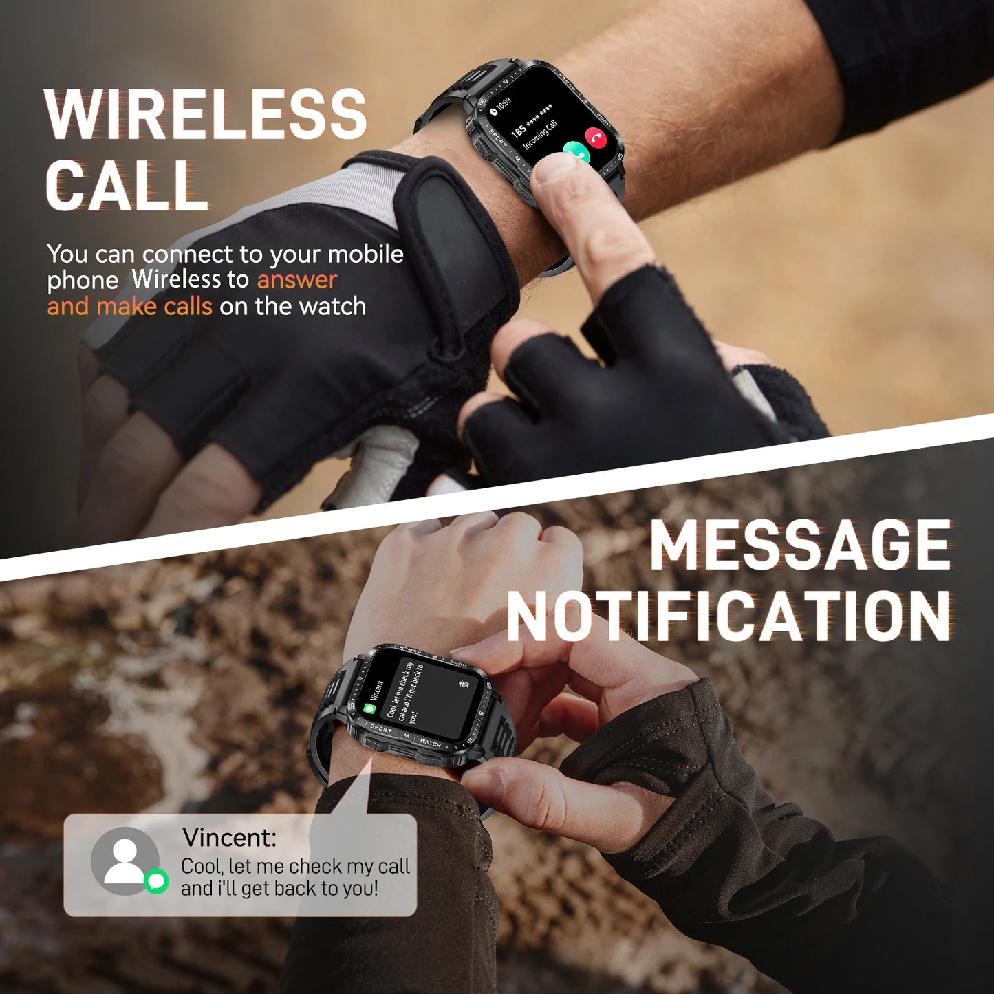 LaNikar New Military Smart Watch3ATM Waterproof Watch Fitness Tracker with Heart Rate Sleep Monitor MakeCalls for iPhone Android