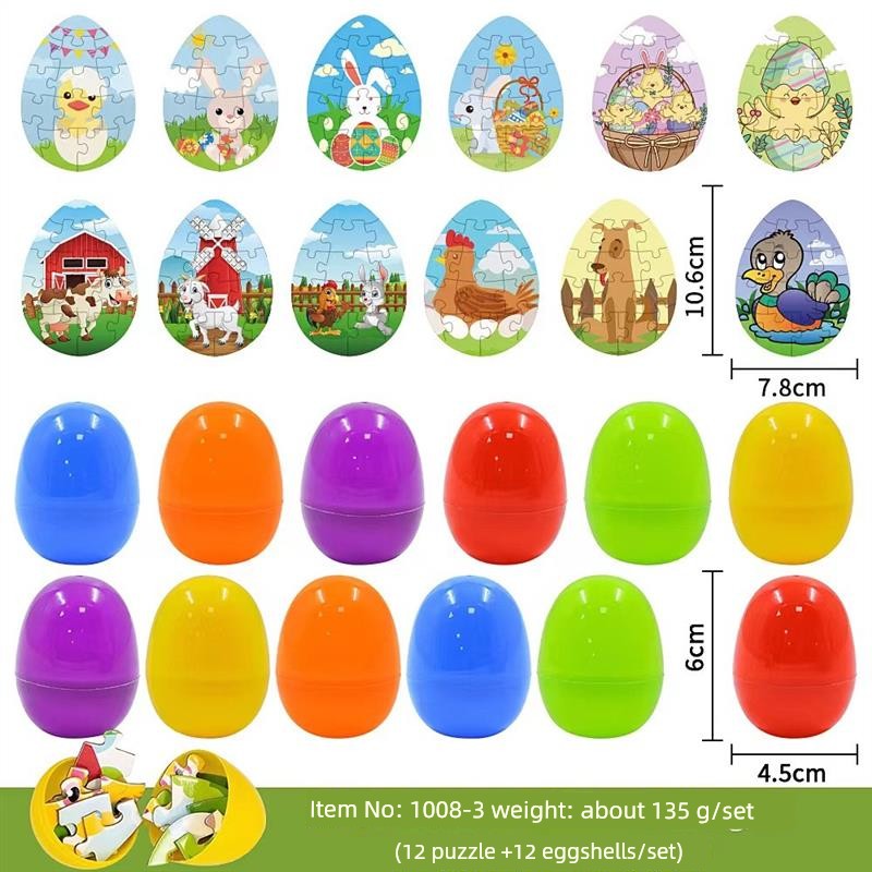 Children's Day Easter Egg Kids Building Blocks Blind Box Cartoon Rabbit Decompression Color Film Puzzle Egg Engineering Car Toys