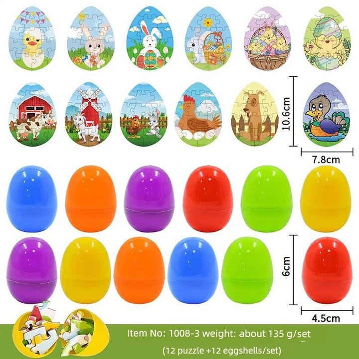 Children's Day Easter Egg Kids Building Blocks Blind Box Cartoon Rabbit Decompression Color Film Puzzle Egg Engineering Car Toys