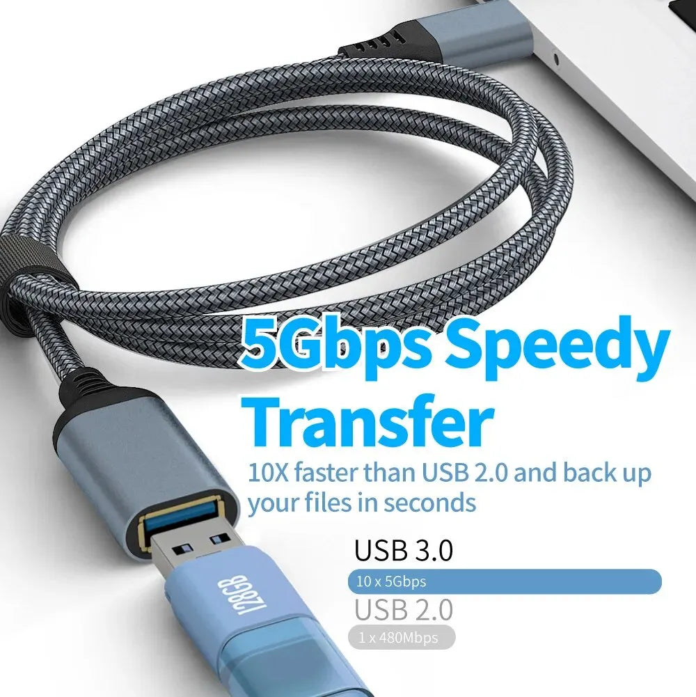 UTHAI Nylon Braided USB 3.0 Male-To-Female High-Speed Transmission Data Cable Computer Camera Printer Extension Cable