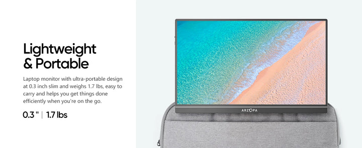 ARZOPA  1080P Portable Monitor 15.6 inch Monitors for Laptop MAC Switch Xbox Phone ps4 PC USB C HDMI-Compatible Computer Display