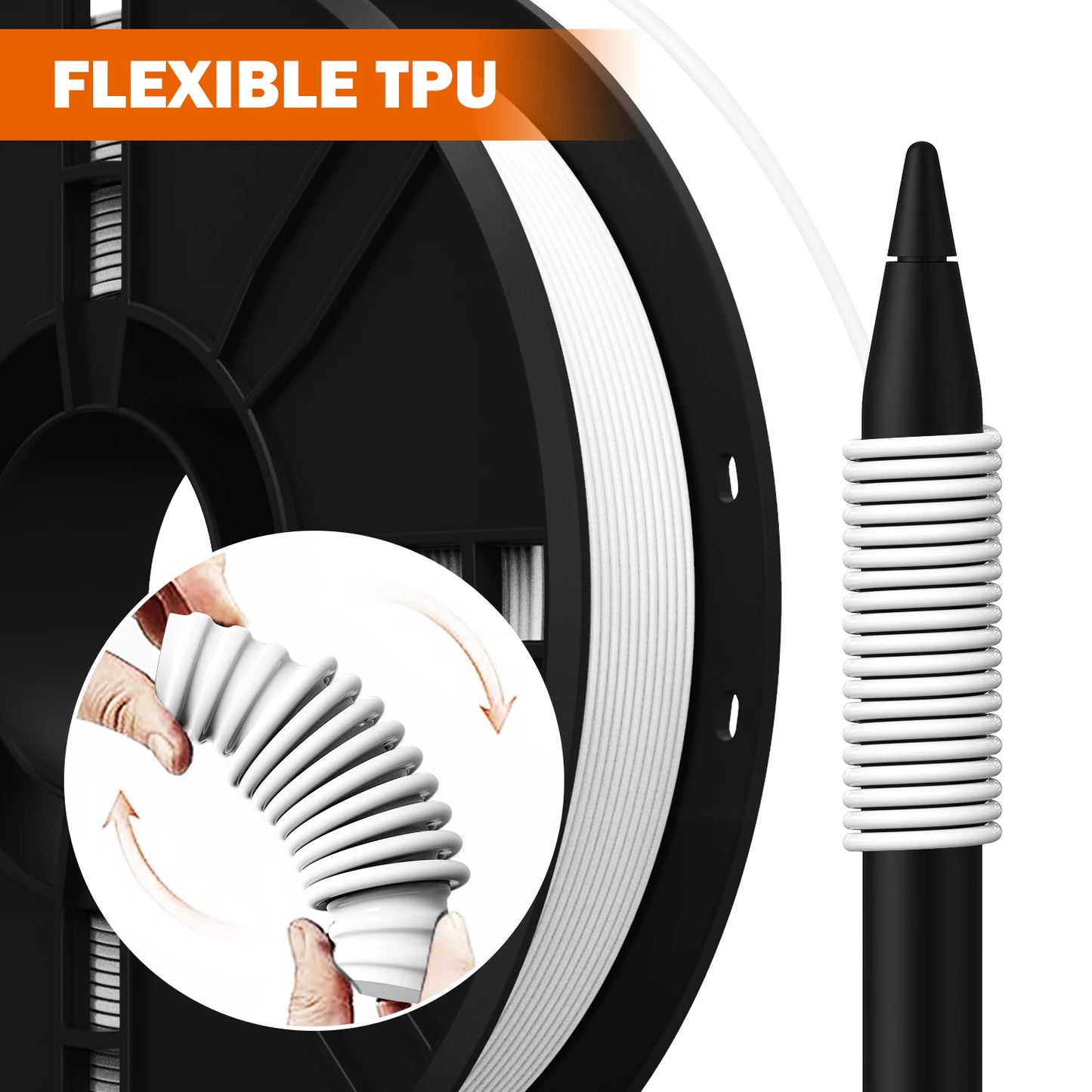 Eryone Flexible TPU Filament 1.75mm 3D Printing TPU Filament for 3D Printer,1 Spool, Transparent 0.5kg