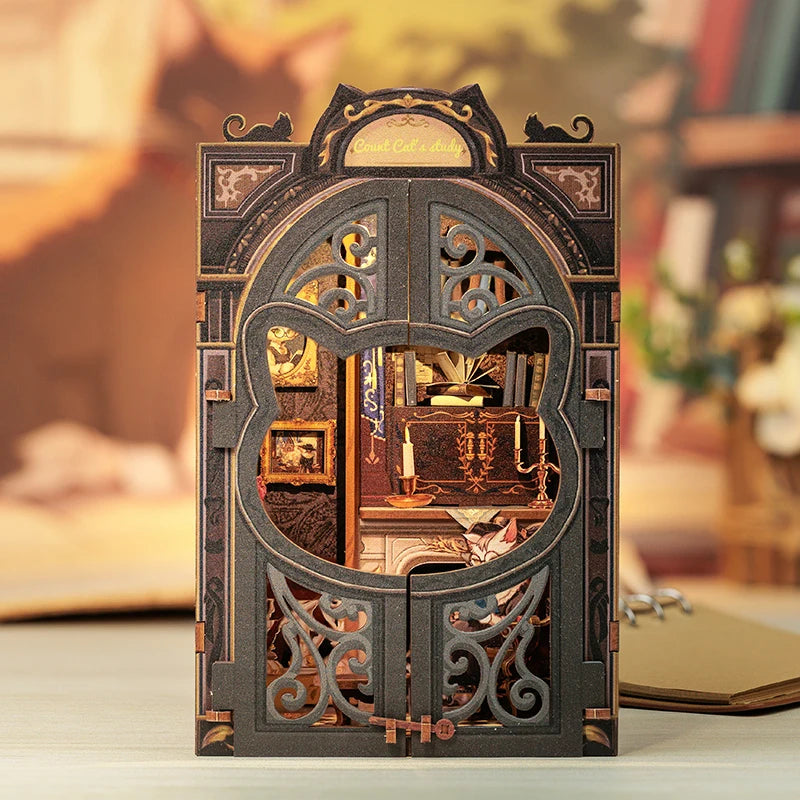 CUTEBEE Bookstore Book Nook with Light DIY Miniature Wooden Dollhouse for Decor Gift Bookshelf Insert Kit 3D Puzzle