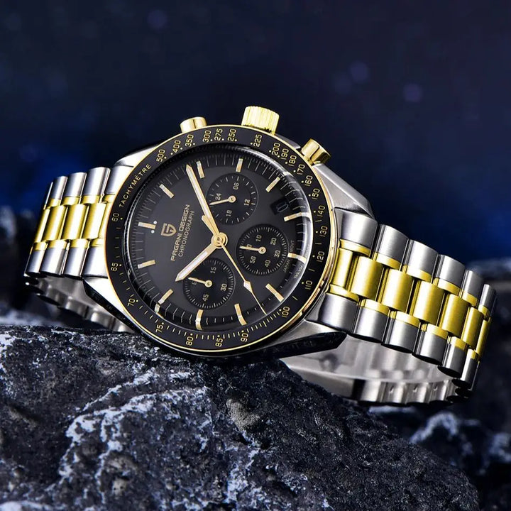 PAGANI DESIGN 2025 Silver Gold Moon Luxury Quartz Watches Men Sport Chronograph Sapphire Crystal Stainless steel Watch For Men