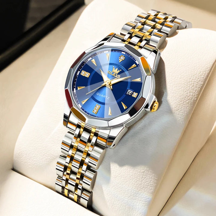 OLEVS Original Brand Elegant Women's Watches Waterproof Luminous Quartz Watch for Lady Necklace Bracelet Gift Box Set Calendar