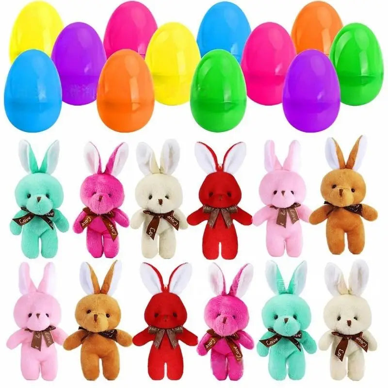 Rabbit Shaped Tabletop Hand and Foot Print Wooden Decorative Keepsake Plaque Is Suitable for Easter 12 Pcs Prefilled Easter Eggs