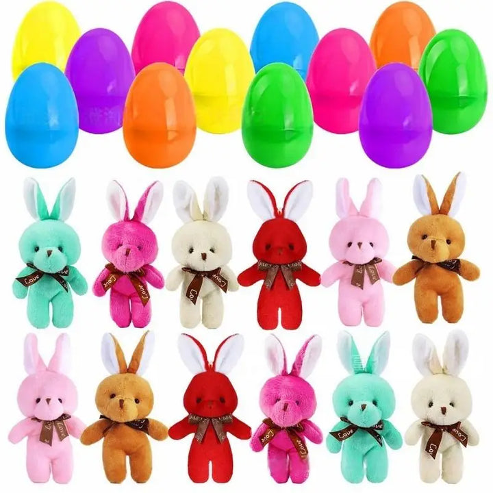 Rabbit Shaped Tabletop Hand and Foot Print Wooden Decorative Keepsake Plaque Is Suitable for Easter 12 Pcs Prefilled Easter Eggs