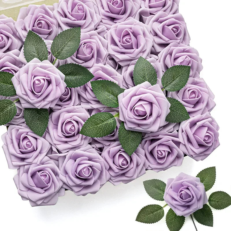 Realistic Artificial Red Roses with Stems