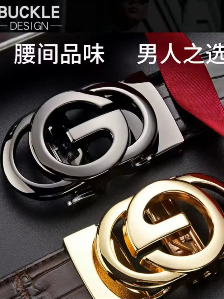 Men's Versatile Belt Fashionable Letter Alloy Buckle Casual Attractive Belt Simple Design Leather Accessory for Any Occasion