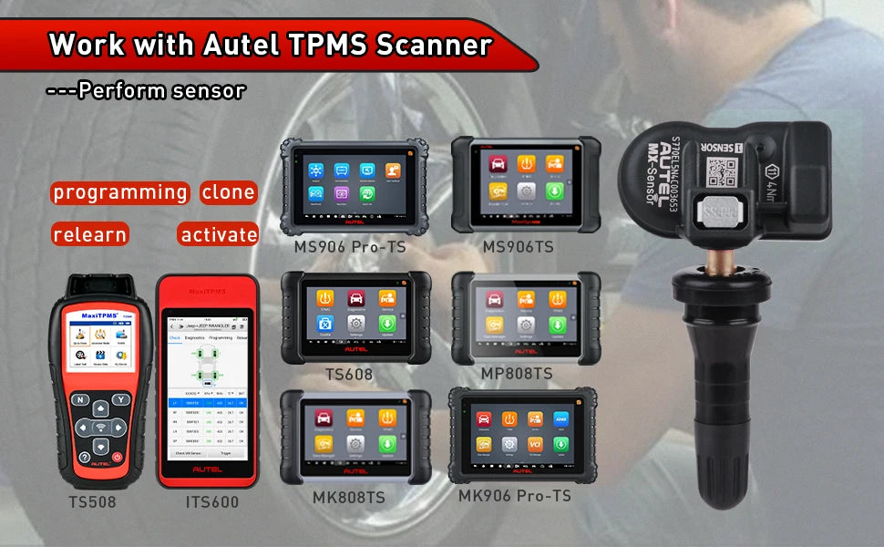 Autel TPMS Sensor MX-Sensor 2in1 315MHz + 433MHz Tire Replacement Sensor OE-Level Programmable & Cloneable TPMS Pressure Sensor
