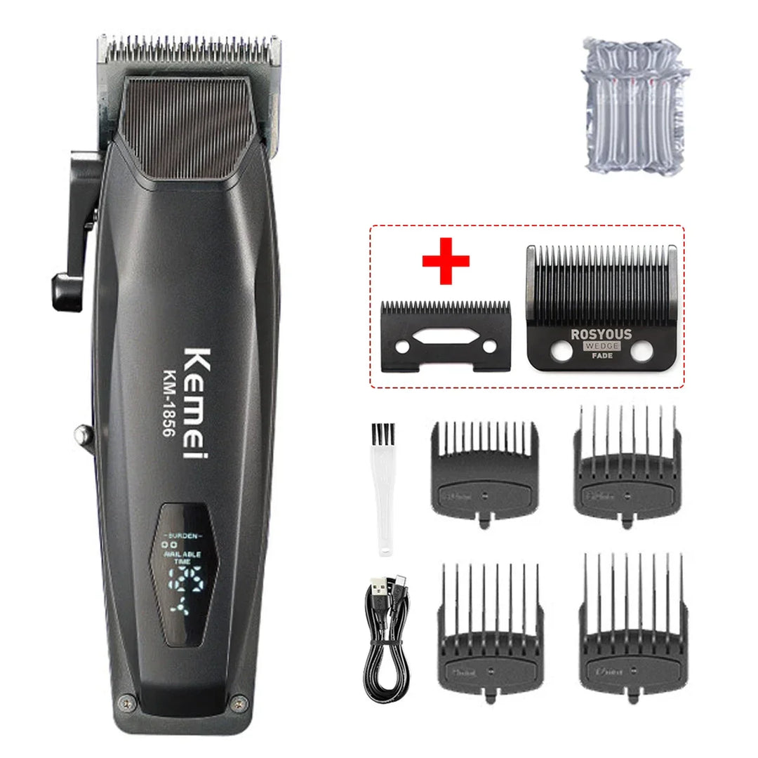 Kemei KM-1856 Men's Hair Clipper LED Display Cordless USB Interface Professional Hair Cutting Machine Hair Trimmer Haircut