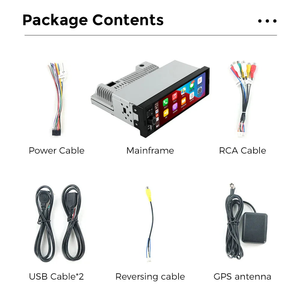 Navifly 2G+32G Universal 1 Din Android 6.86 Inch HD Touch Screen Wireless CarPlay Auto Car Radio Multimedia Video Player GPS FM