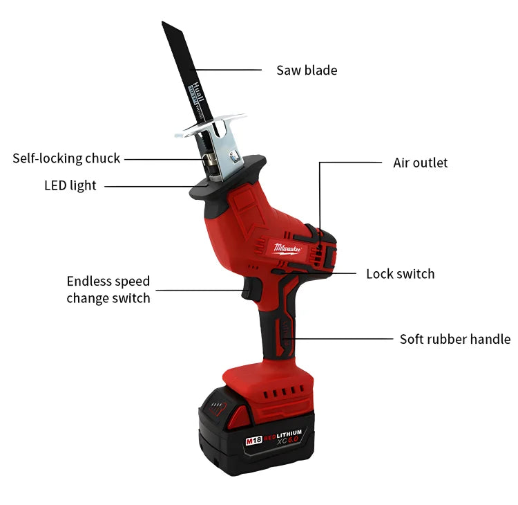 Milwaukee Electric Saw Cordless Multifunction Saw Metal Wood Cutting m18 Battery Saber Saw Portable 3000RPM Saber Saw Power Tool