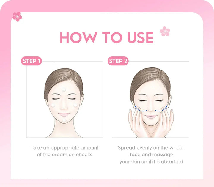Japan Sakura Wrinkle Remover Face Serum Cream Anti-Aging Fade Fine Lines Lift Firming Vitamin C Whitening Rejuvenation Skin Care