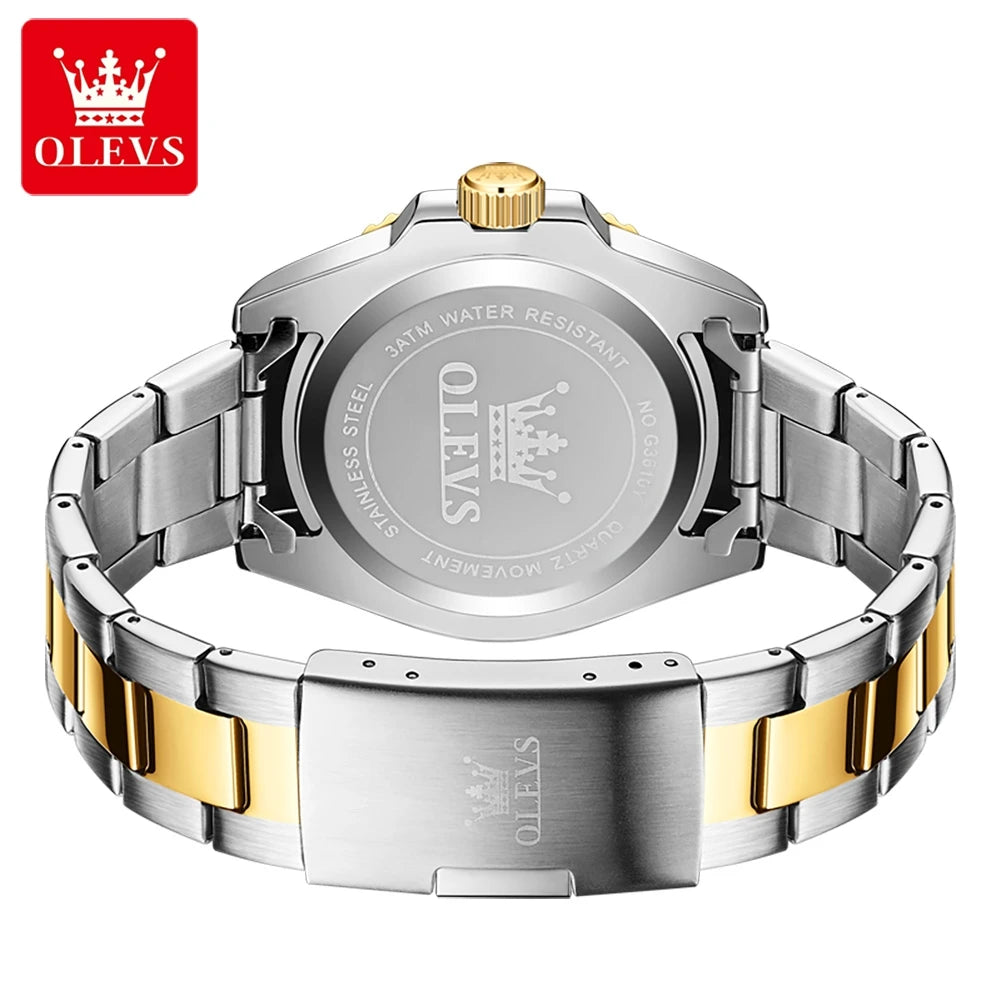 OLEVS Original Brand High Fashion Men's watch WaterproofCalendar Quartz Watch for Male Luminous Stainless Steel Authentic Watch