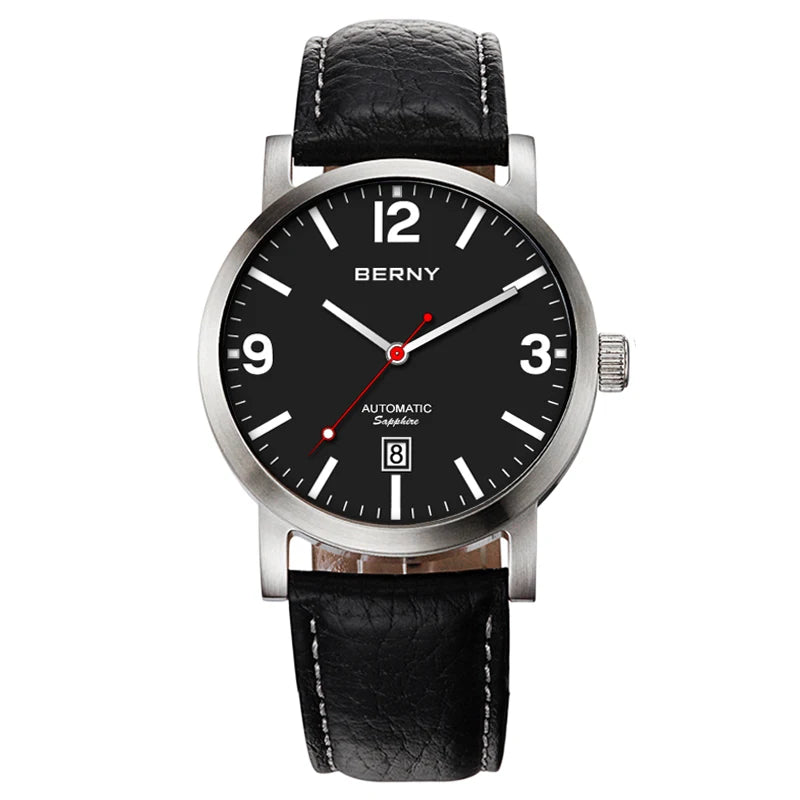 BERNY Watch for Men Mechanical Automatic Watches Seagull Luxury Brand Male Clock Water Resistant Swiss Railway Men's Wristwatch