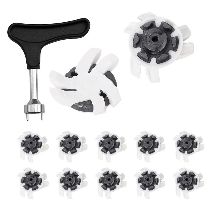 Spikes For Golf Shoes 12 Pieces Anti Slip Golf Shoe Spikes Golf Cleat Quick Twist Golf Spikes Golf Cleats Portable Wrench Screw