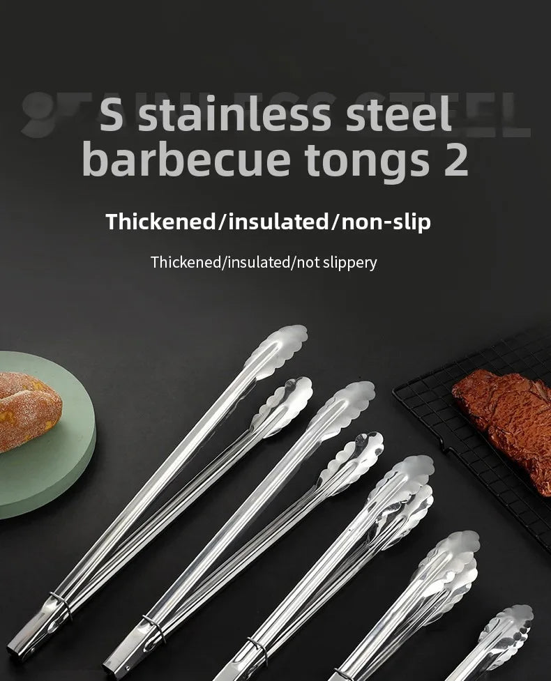 Bbq Hot Clamp Stainless Steel Plum Multifunctional Clamp Outdoor BBQ BBQ Accessories Bbq Kitchen Restaurant Bar Home Garden