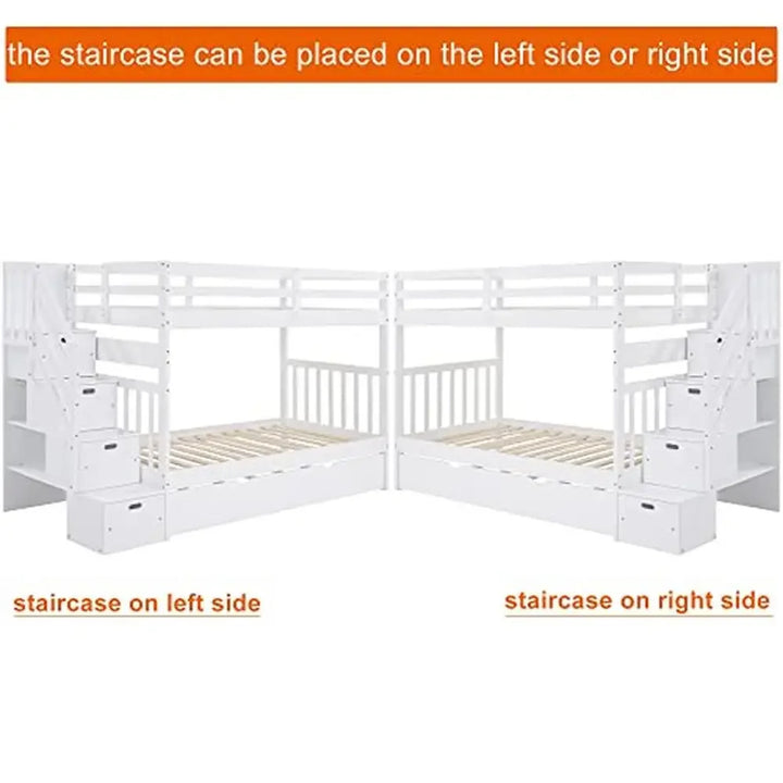 Solid Wood Bunk Bed with Trundle