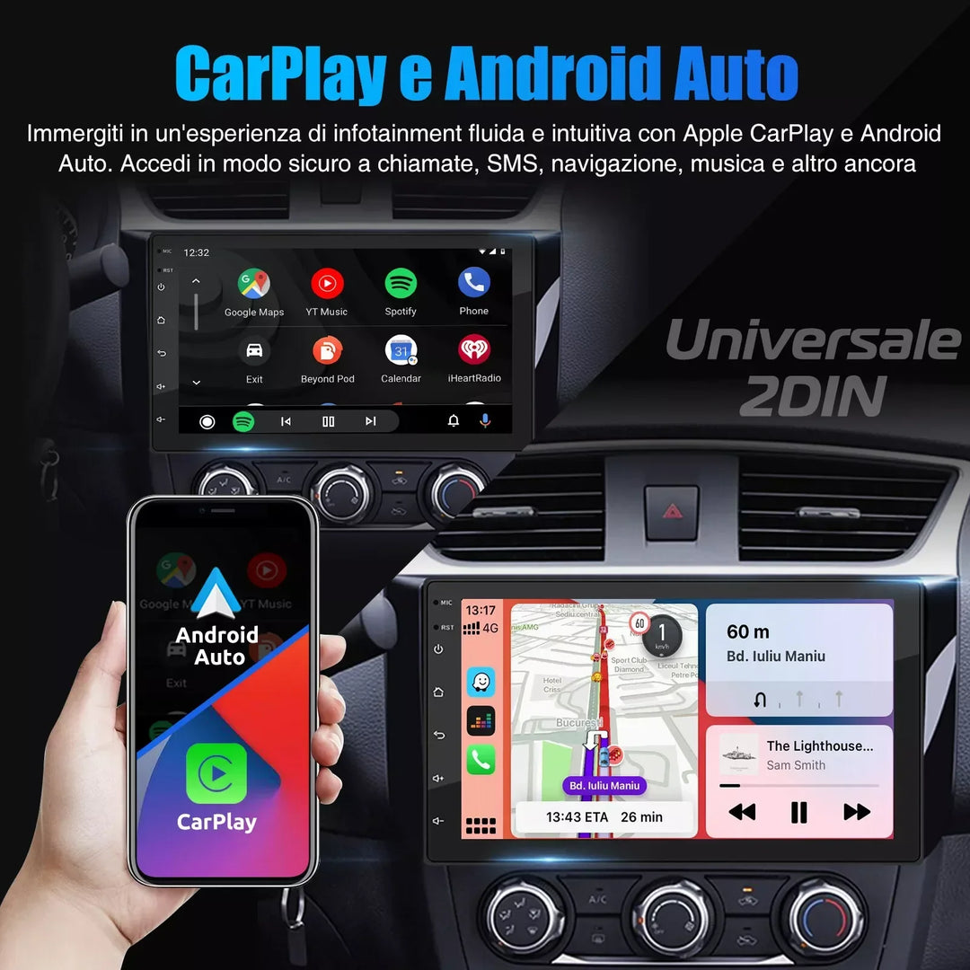 ESSGOO Car Stereo Radio Wireless CarPlay Android Auto 2 DIN 7" Car Stereo HD FM-Radio GPS Touch Screen Head Unit 4+64G DAB+AHD