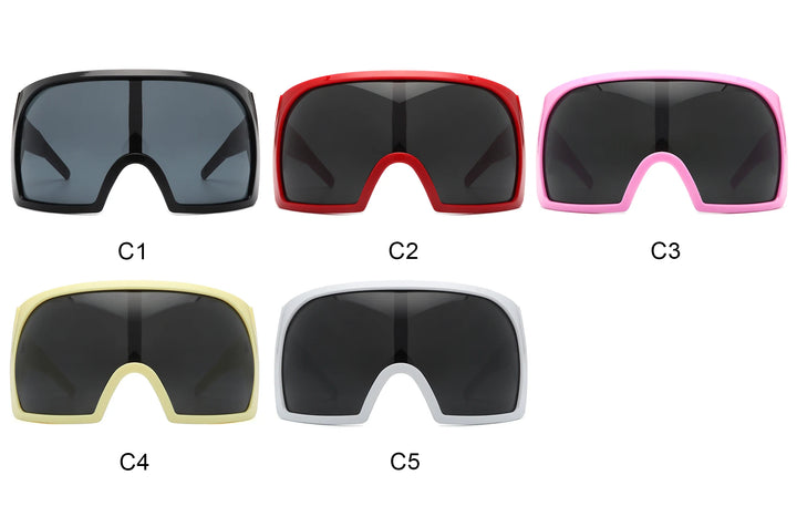 Oversized Punk One-piece Wrap Around Sunglasses Goggle Women Men Sun Glasses Female Surround 2000'S Shades Eyewear