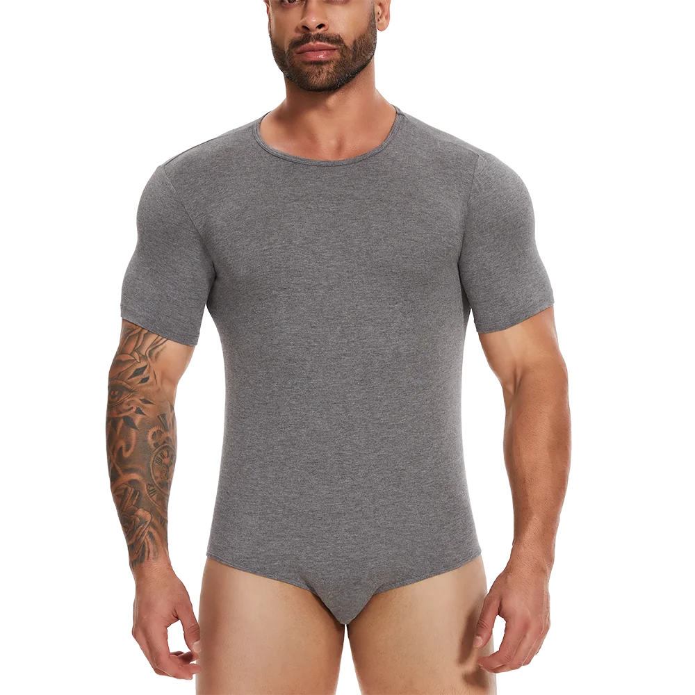 Mens Short Sleeve Full Body Shaper Bodysuit Tummy Control Romper Pajamas Waist Trainer Slimming Shapewear Underwear Undershirts