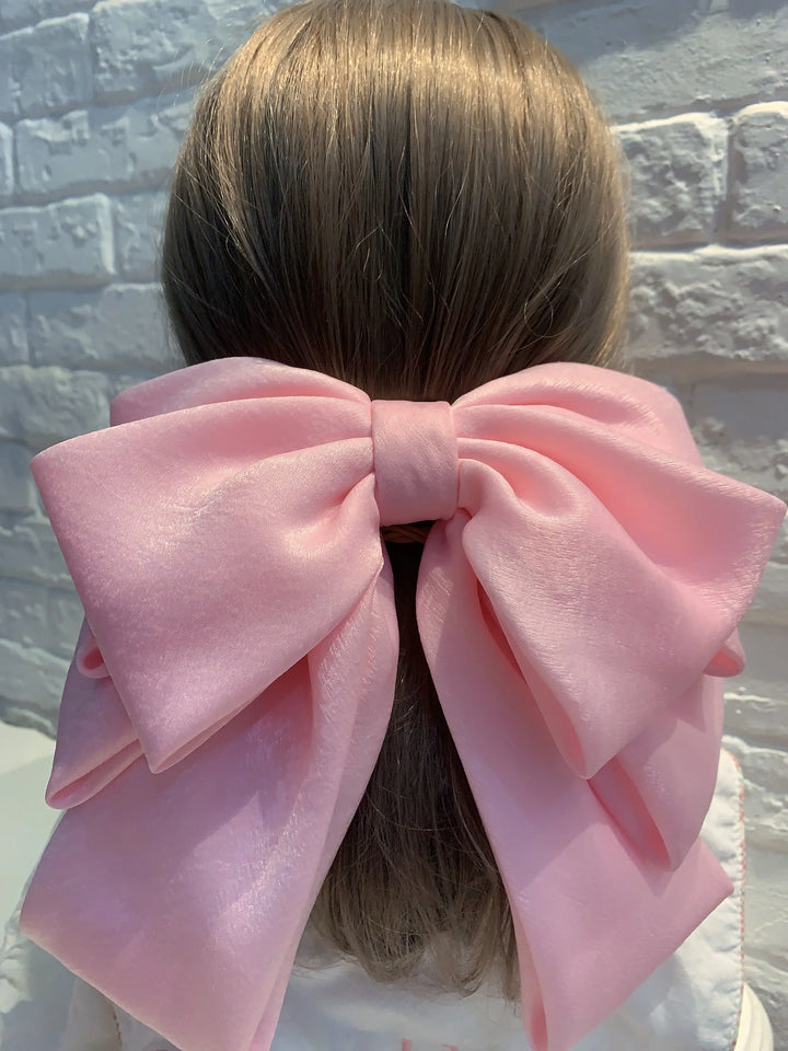 Fashion Pink Big Bow Hairpin Women's Bows Hair Accessories Long Ribbon Hair Clip for Girls Sweets Four-layer Satin Chiffon Bow