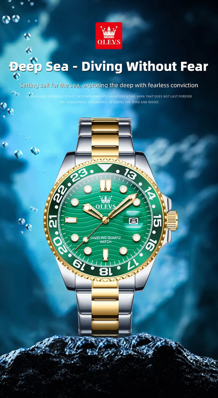 OLEVS Original Brand High Fashion Men's watch WaterproofCalendar Quartz Watch for Male Luminous Stainless Steel Authentic Watch