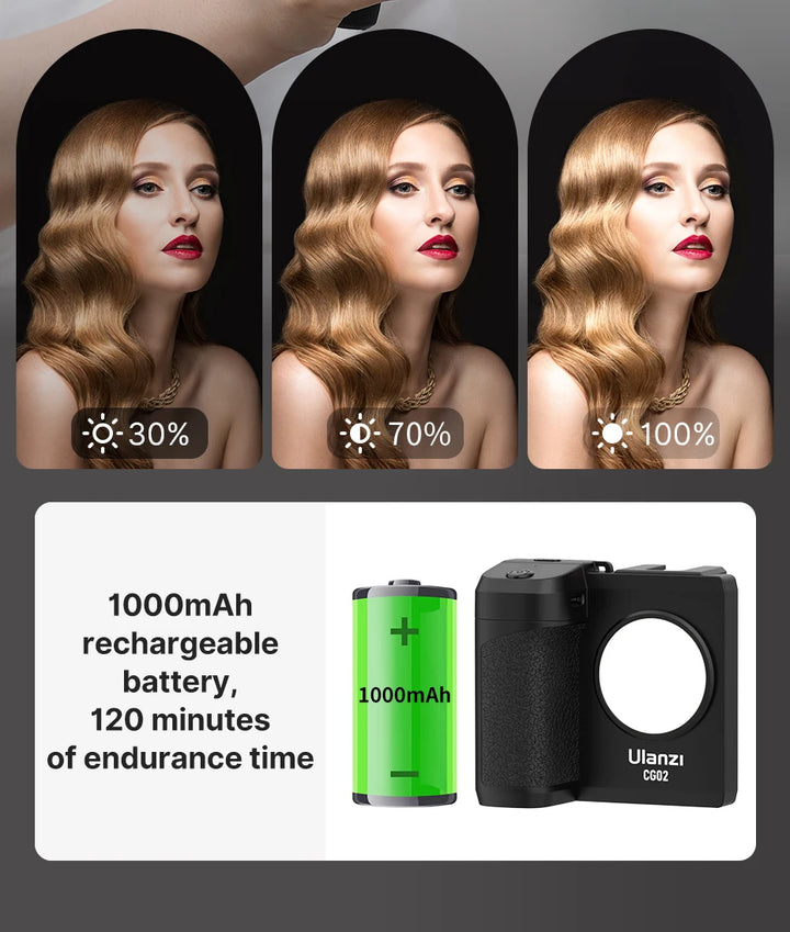 Ulanzi CG02 Smartphone Selfie Grip Wireless Bluetooth Handle with 5500k Fill Light Phone As Camera Photo Stabilizer