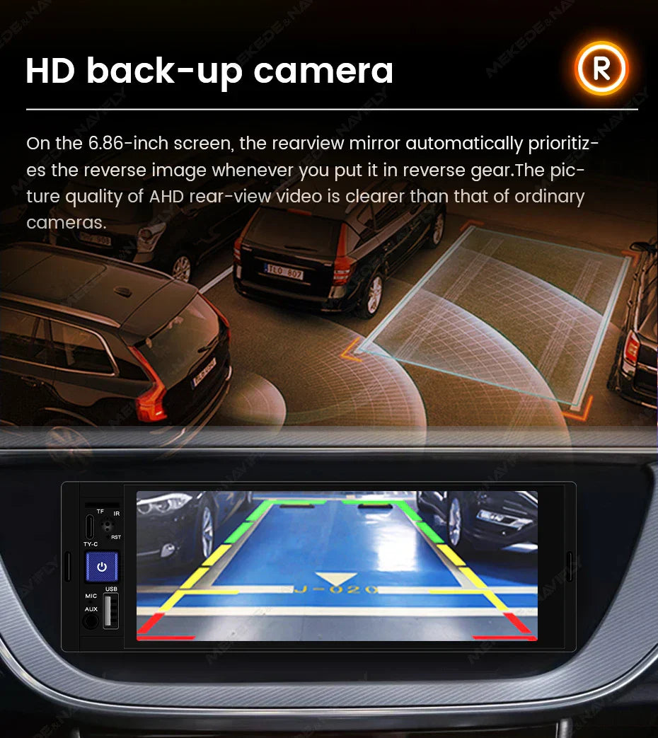 MEKEDE 6.86-inch 1din Universal Car Multimedia Smart Screen Wired Wireless Andriod Auto CarPlay Stereo FM Auto Radio BT USB TF