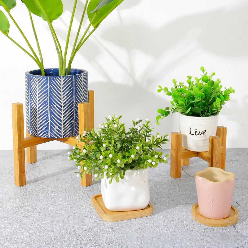Small Durable Wooden Plant Stand