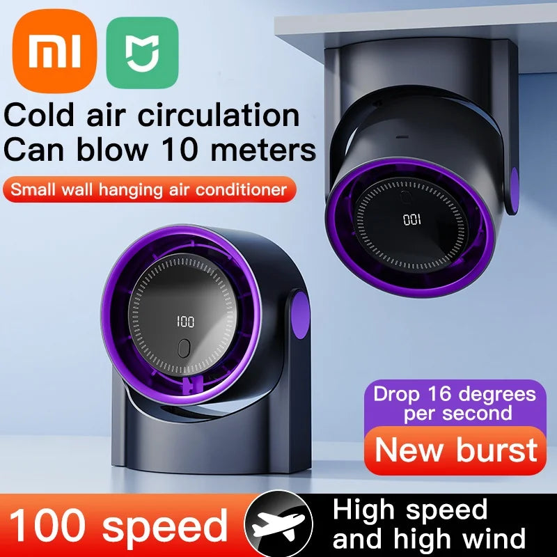 Xiaomi Smart Electric Fan 100 Speed Bladeless Fan USB Charging Desktop Silent Wall Mounted Air Conditioner Office Indoor Camping