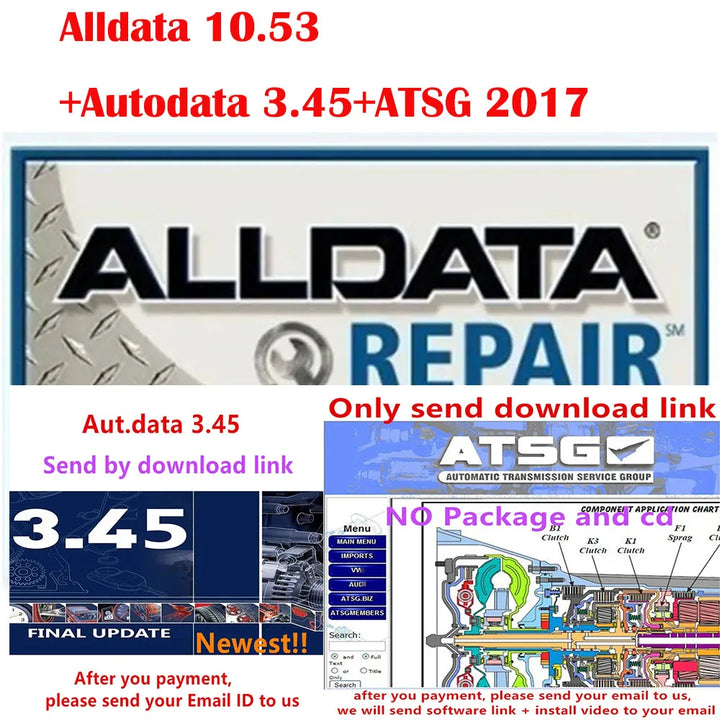 Hot ! Latest Car 2025 Auto Diagnostic Tool - Alldata 10.53 & Autodata 3.45 Pro + ATSG 2017 | Car Repair & Maintenance Software
