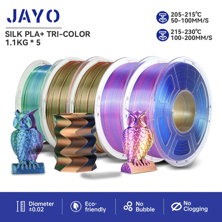JAYO  pla plus SILK Three Colors Silk Rainbow 3D Printer Filament 1.75mm 100% No Bubble FDM 3D Printer Materials for 3D Printer