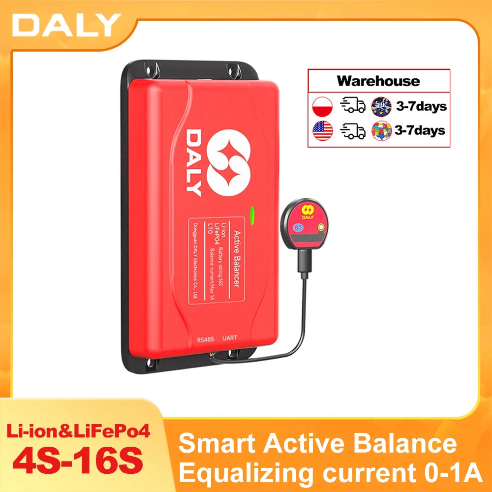 DALY Smart BMS Active Equalizer Bluetooth Balancer Equalizer 1A 4S 12V 8S 24V 16S 48V Lithium LiFePO4 Battery Ship form EU US