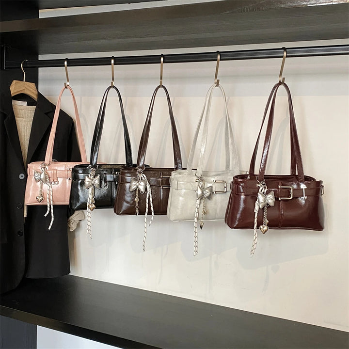 MOODS Belt Buckle Design Shoulder Satchels Bag For Women 2025 New In Luxury Designer Handbags Branded Fashion Totes With Pendant