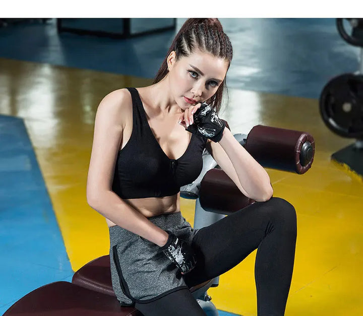 Front Zipper Sport Bra Gym top Breathable Brassiere Yoga Workout Running Vest Women's Underwear Shockproof Running Fitness Bra