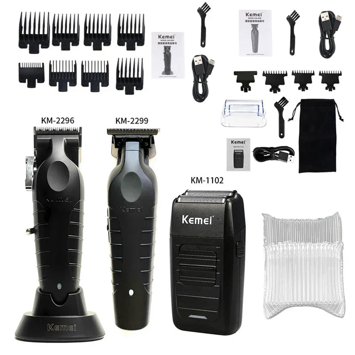 Kemei KM-2296 KM-2299 KM-1102 Hair Clipper Kit Men's Electric Shaver Hair Trimmer Machine Professional Hair Cutting Machine