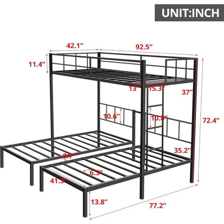 Metal Triple Twin Bunk Bed