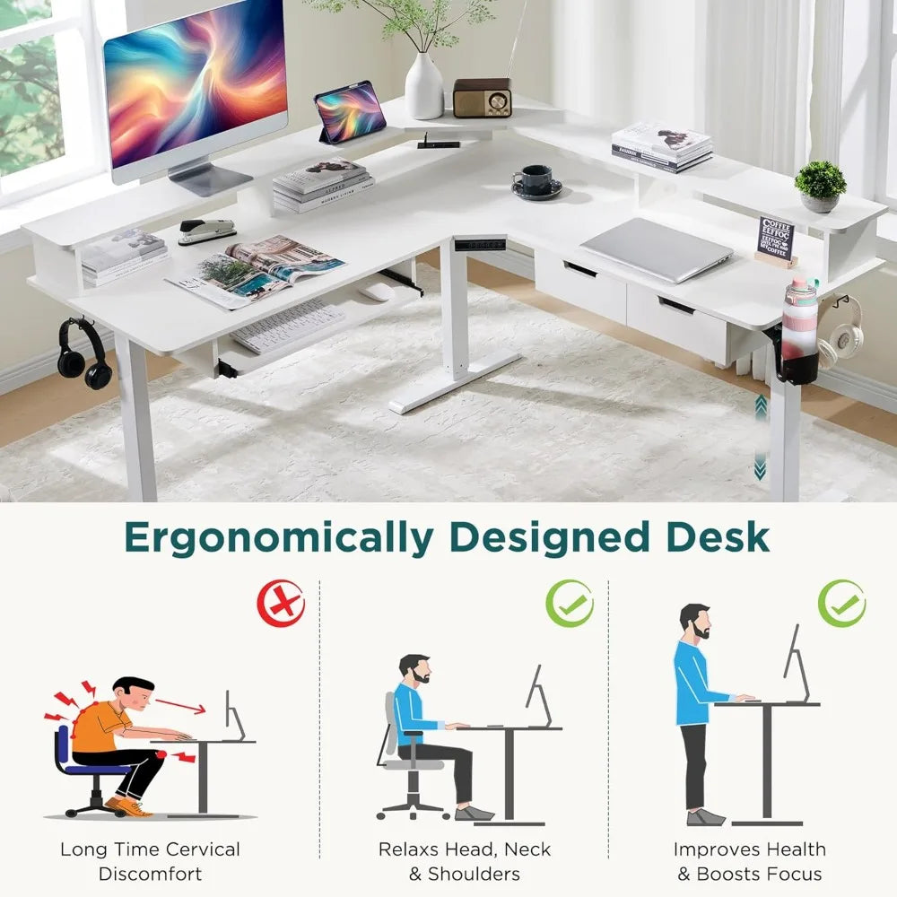 L Shaped Electric Office Desk