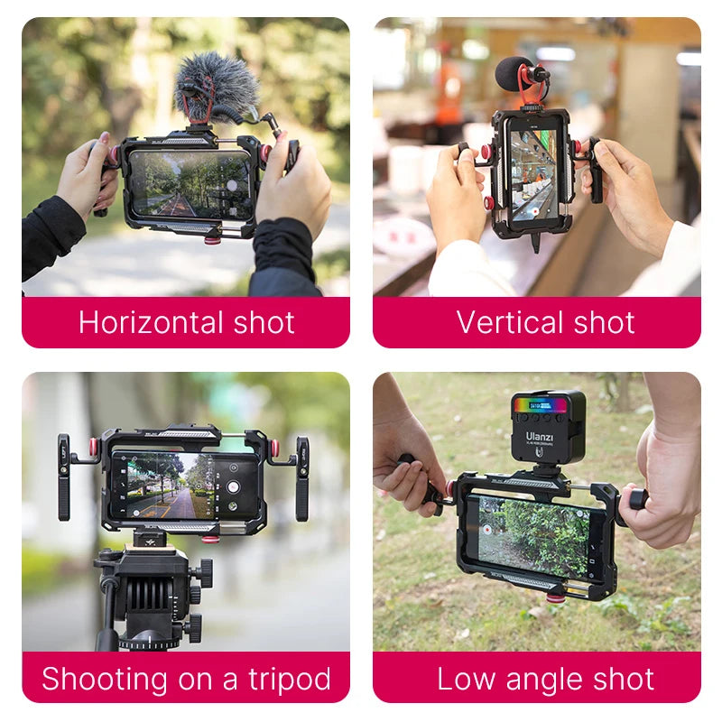 Ulanzi Lino Phone Cage Video Vlog Rig Handle For 5.4'' to 6.7'' iPhone X 11 12 13 14 Pro Max Android Phone Photography