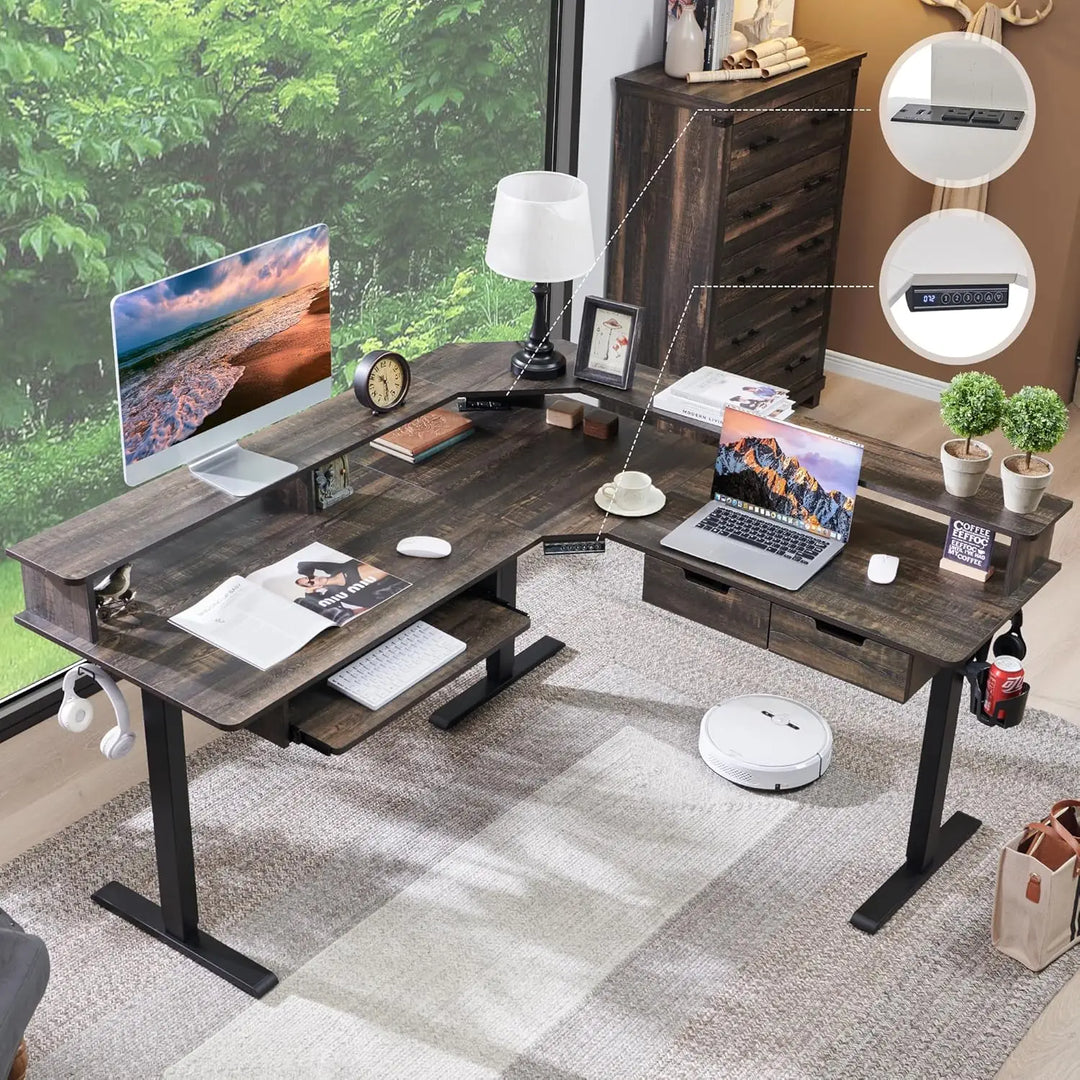 L Shaped Electric Office Desk