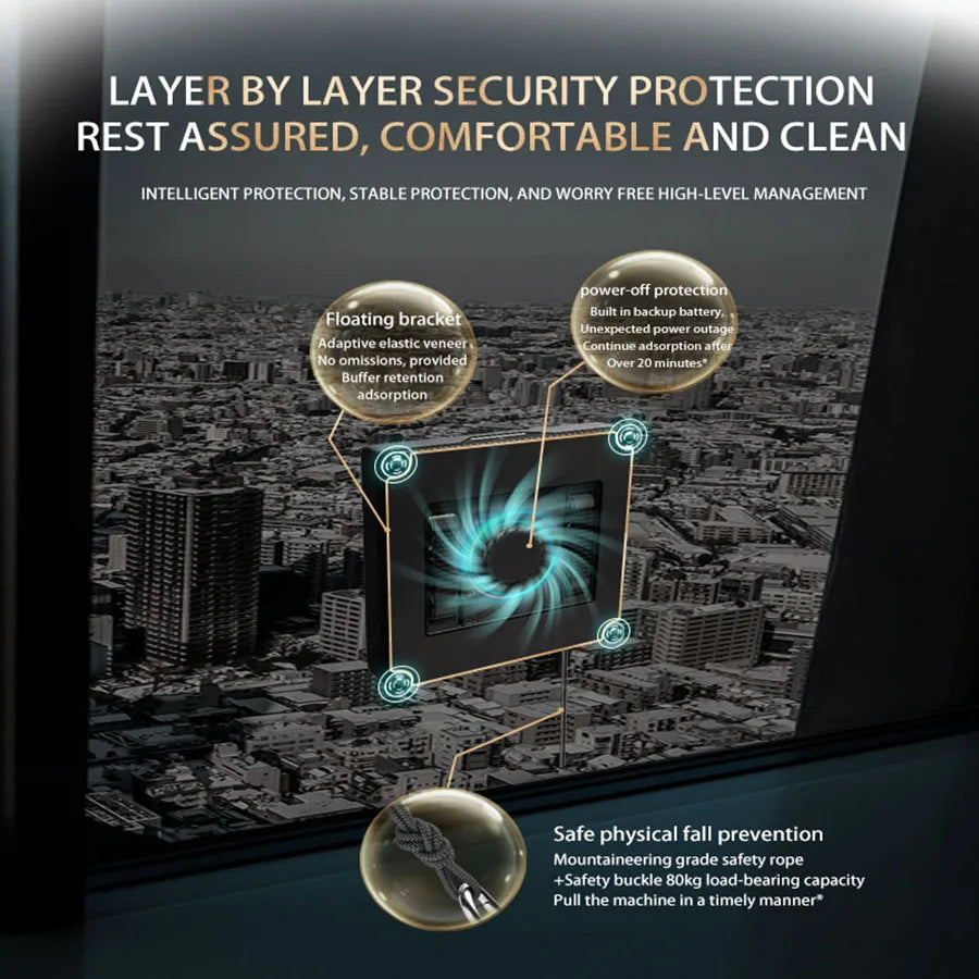 PuRuiKai Robot Window cleaner,Dual Water Spray,Smart Memory,High Vacuum Suction, Laser Sensor, Home Wall Glass Cleaning Robot