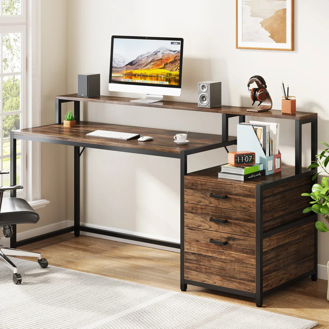 63-Inch Office Desk with Storage