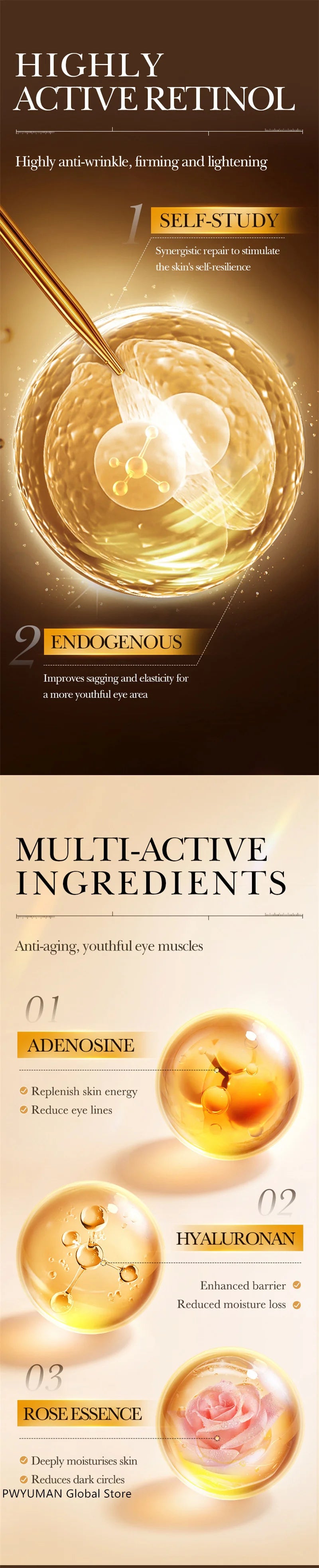 Retinol Anti Wrinkle Eye Serum Peptide Remove Dark Circles Eye Bags Puffiness Cream Moisturizing Repairing Korean Skincare New