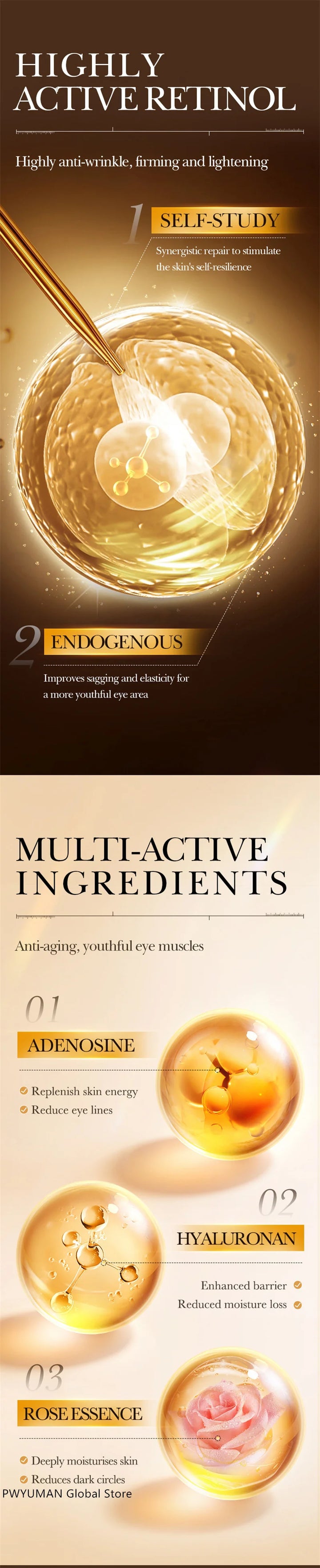 Retinol Anti Wrinkle Eye Serum Peptide Remove Dark Circles Eye Bags Puffiness Cream Moisturizing Repairing Korean Skincare New