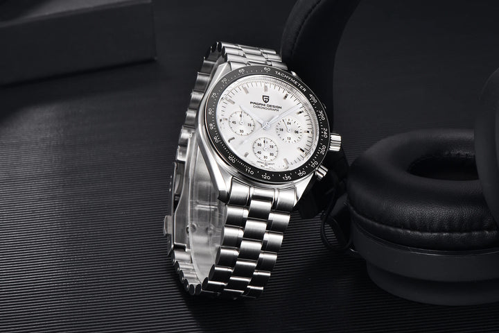 PAGANI DESIGN 2025 New Moon Men's Watches Luxury Quartz Watch For Men VK63 Chronograph AR Sapphire Mirror Ceramic Bezel Luminous